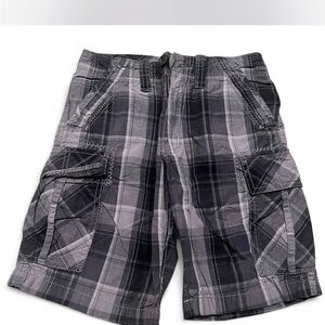 black Jack boys Plaid Cargo Shorts - Black and Gray